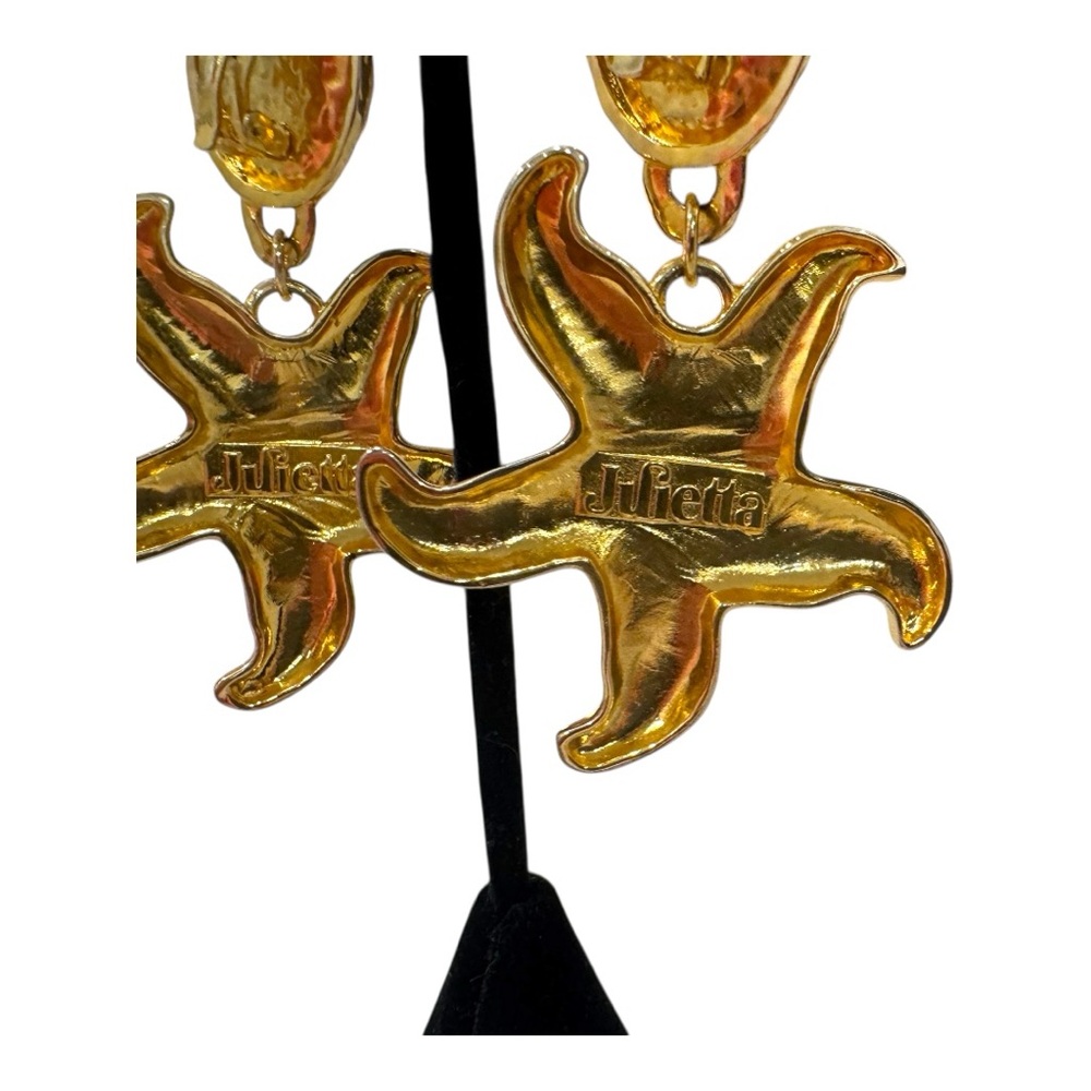 Julietta Mermaid Dreams Gold-Plated & Resin Drop Clip On Starfish Earrings - Picture 4 of 4
